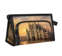 Beauty case da viaggio per donne e uomini, tema paesaggi di città europea, borsa per cosmetici, beauty case, articoli da toeletta, borsa da doccia organizer, Colore, L, Organizer per borse
