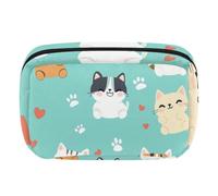 Beauty case da viaggio per donne, grande capacità, organizer per trucchi ad ampia apertura, accessori per articoli da toeletta, spazzole, gatti scarabocchi, Multicolore 20, taglia unica, Astuccio per
