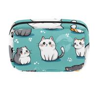 Beauty case da viaggio per donne, grande capacità, organizer per trucchi ad ampia apertura, accessori per articoli da toeletta, spazzole, gatti scarabocchi, Multicolore 13, taglia unica, Astuccio per