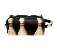 Beauty case da viaggio per donne, in pelle e microfibra, pratico astuccio organizer con cerniera, spille da bowling e palla, Multi, 8.2x3.1x3.5 in/21x8x9 cm, Beauty case