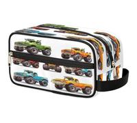 Beauty case da viaggio per donne, uomini, bambini, ragazze e ragazzi, Monster Trucks Cartoon Wash Pouch Bag Toiletry Cosmetic Toiletries Organizer Shower Bag, Colore, Taglia unica, Organizer per borse