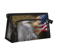 Beauty case da viaggio per donne uomini bandiera americana aquila Costituzione Cosmetici borsa per il bucato articoli da toeletta organizzatore borsa da doccia, colore, L, organizer per borse,