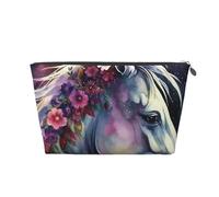 Beauty case da viaggio per donne uomini cavallo nella notte borsa per il trucco borse cosmetiche di grande capacità borsa organizer cosmetica resistente all'acqua, Argento, Taglia unica, Astuccio per