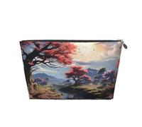Beauty case da viaggio per donne uomini ci sono alberi e fiori borsa per il trucco borse cosmetiche di grande capacità borsa organizer cosmetica resistente all'acqua, Argento, Taglia unica, Astuccio