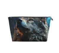 Beauty case da viaggio per donne uomini lupo nella neve borsa per il trucco borsa per cosmetici di grande capacità borsa organizer cosmetica resistente all'acqua, Argento, Taglia unica, Astuccio per