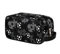 Beauty case da viaggio per ragazzi e bambini, impermeabile, da appendere, per uomini, borsa da barba con grande capacità per bagno, sport, doccia, Calcio bianco e nero, Bagagli per bambini