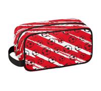 Beauty case da viaggio per ragazzi e bambini, impermeabile, da appendere, per uomini, borsa da barba con grande capacità, per bagno, sport, doccia, Calcio Rosso, Bagagli per bambini