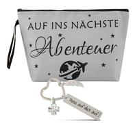 Beauty case da viaggio piccolo regalo - regalo di addio ai colleghi con angelo custode portachiavi e trousse per cosmetici, regalo per viaggiatori, viaggi per colleghi, amici, Nero , j