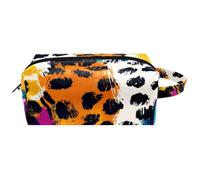 Beauty case da viaggio portatile da appendere con matti di gattino e cucciolo con occhiali e ananas da spiaggia, Multicolore 05, 8.2x3.1x3.5 in/21x8x9 cm