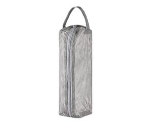 Beauty case da viaggio, portatile, da spiaggia, borsa a rete traspirante, per vacanze, viaggi, strada, ospedale, spiaggia, bagno, crociera, aeroplano, aeroporto, palestra, grigio, Refer to