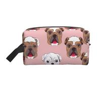 Beauty case da viaggio portatile di grande capacità, con renna, (modelli stampati), impermeabile, per uomini e donne, per viaggi d'affari, fitness, bagno, conservazione quotidiana, Volti Bulldog