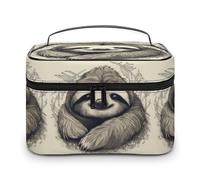 Beauty case da viaggio, regalo di Natale, con renna, in pelle, con divisori regolabili, per cosmetici, pennelli da trucco, articoli da toeletta, Sloth My Spirit Animal, 25x18x15cm