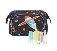 Beauty case da viaggio Rocket and Planets in The Firmament grande capacità borse cosmetiche per le donne, Multicolore, Taglia unica, casual