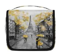 Beauty case da viaggio romantico con Torre di Parigi Eiffel, per donne, uomini, bambini, ragazzi e ragazze, borsa da bagno da appendere, organizer per cosmetici e trucchi, Colore, L, Organizer per
