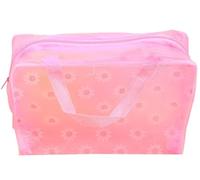 Beauty case da viaggio rosa, portatile, con stampa floreale, impermeabile, traslucido, per bottiglie, articoli da toeletta da bagno, beauty e cura della persona, custodia, Rosa, Small, 1