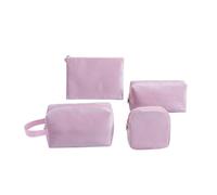 beauty case da viaggio Set di borse for cosmetici da 4 pezzi Borsa for trucco floccata morbida con manico Borsa for cosmetici Borsa for cosmetici di grande capacità trousse trucchi donna(Color:A)