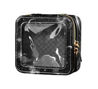 Beauty case da viaggio trasparente con astrologia dei tarocchi gotici neri, borsa da toilette con cerniera per cosmetici da viaggio