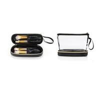 Beauty case da viaggio trasparente da donna, approvato TSA, organizer per cosmetici e articoli da toeletta, accessorio impermeabile per pennelli, nero, Nero , 1