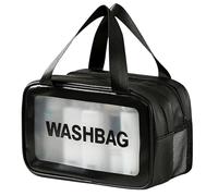 Beauty Case Da Viaggio Trasparente,WashBag Da Viaggio,Borsa Das Doccia Portatile con Doppio Scomparto,per Donna and Mens Washbag(Nero)