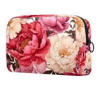 Beauty case da viaggio, trousse da viaggio, borsa per il trucco, borsa versatile con cerniera per le donne - Noble Tree Peony Pretty, multicolore 2, 18.5x7.5x13cm/7.3x3x5.1in, Art Deco