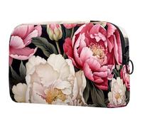 Beauty case da viaggio, trousse da viaggio, borsa per il trucco, borsa versatile con cerniera per le donne - Noble Tree Peony Pretty, Multicolore 1, 18.5x7.5x13cm/7.3x3x5.1in, Art Deco
