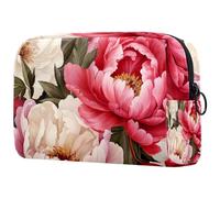 Beauty case da viaggio, trousse da viaggio, borsa per il trucco, borsa versatile con cerniera per le donne - Noble Tree Peony Pretty, Multicolore 6, 18.5x7.5x13cm/7.3x3x5.1in, Art Deco