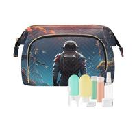 Beauty case da viaggio uomo in viaggio nel fiume che fissa il sole borse cosmetiche di grande capacità per le donne, Multicolore, Taglia unica, casual