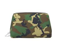 Beauty case da viaggio verde militare mimetico con scomparti, borsa da toilette portatile per donne, Argento, One Size