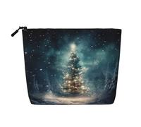 Beauty case da viaggio versatile con albero di Natale e neve, perfetta per l'uso quotidiano e viaggi di lavoro, Nero , Taglia unica, Beauty case