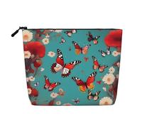 Beauty case da viaggio versatile con farfalle volanti tra i fiori, perfetta per l'uso quotidiano e viaggi di lavoro, Nero , Taglia unica, Beauty case