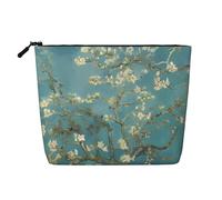 Beauty case da viaggio versatile con fiori di mandorlo - borsa per il trucco in canapa finta multiuso - organizer per accessori cosmetici, Nero , Taglia unica