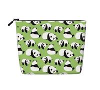Beauty case da viaggio versatile con sfondo verde panda - borsa per trucchi in canapa finta per uso multiuso - organizer per accessori cosmetici, Nero , Taglia unica