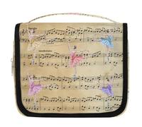 Beauty case da viaggio vintage con note musicali ballerine per donne, uomini, bambini, ragazzi e ragazze, borsa da bagno da appendere per articoli da toeletta cosmetici organizer per trucchi, Colore,