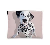 Beauty case dalmata, grazioso astuccio portatile con cerniera per donne, elegante organizer da viaggio per cosmetici, regalo per amanti degli animali per tutte le occasioni, Pesca, 7x9 Inch