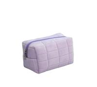 Beauty Case Donna Borsa for il trucco in tinta unita con cerniera Borsa for il trucco da viaggio for donna Borsa for il lavaggio Borsa for penne in peluche Valigetta Trucco (Color : Purple-01)