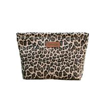 Beauty Case Donna Leopard Print Large Makeup Bag - Stylish Cute Toiletry Organizer Handbag For Women Girls