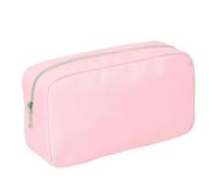 Beauty Case Donna Letter Patch Custom Travel Cosmetic Bag Personalized Nylon Pouch Toiletry Bag Chenille Patch Makeup Toiletries Girl Cosmetic Bag(Light Pink,M)