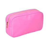 Beauty Case Donna Letter Patch Custom Travel Cosmetic Bag Personalized Nylon Pouch Toiletry Bag Chenille Patch Makeup Toiletries Girl Cosmetic Bag(Pink,S)
