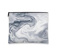 Beauty case effetto marmo, elegante astuccio da viaggio grigio a spirale per donne, organizer portatile in tela con cerniera, scelta perfetta per ogni occasione, Grigio, 7x9 Inch, Borsa