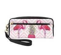 Beauty case elegante con fenicottero rosa e ananas per donne e ragazze, trousse per cosmetici, articoli da toeletta, scuola, ufficio, viaggi