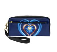 Beauty case elegante con stampa a cuore blu cielo per donne e ragazze, trousse per cosmetici, articoli da toeletta, scuola, ufficio, viaggi