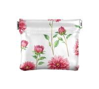 Beauty case estetico con dalie rosse piccole in pelle, per ragazze e donne, Dalia Rossa Estetica, 4.33"(L) x 3.74"(W) x 0.39"(H), classico