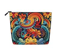 Beauty case estivo con cactus floreale, da donna, portatile, da viaggio, organizer quotidiano con cerniera, Messicano, Taglia unica
