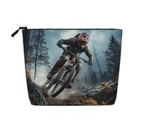 Beauty case estivo con cactus floreale, da donna, portatile, da viaggio, organizer quotidiano con cerniera, Torneo Mountain Bike, Taglia unica