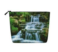 Beauty case estivo con cactus floreale, da donna, portatile, da viaggio, organizer quotidiano con cerniera, Cascata che scorre giù, Taglia unica