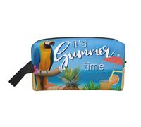 Beauty case estivo da uomo, con stampa di pappagallo, ananas e uccello, borsa per cosmetici, capiente, borsa da viaggio da donna, bianco, Taglia unica