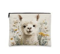 Beauty case floreale con lama, grazioso design alpaca, astuccio da viaggio per cosmetici da donna, piccola borsa portatile in tela con cerniera, regalo per festival di primavera, organizer per