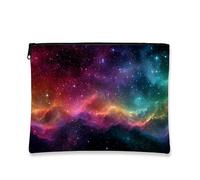 Beauty case Galaxy a tema Cosmic Space, borsa da viaggio per donne, piccola borsa portatile in tela con cerniera, ideale per regali di festival e prodotti per la cura della pelle, nero, 7x9 Inch