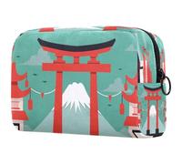 Beauty case giapponese Fuji Mountain e Torii da donna, trousse da viaggio grande per trucchi, pratica borsa organizer con cerniera, Multi, 18.5x7.5x13cm/7.3x3x5.1in, Beauty case
