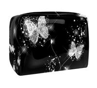 Beauty case glamour con farfalla per donne, beauty case da viaggio grande in PVC pratico organizer con cerniera, Multi, 18.5x7.5x13cm/7.3x3x5.1in, Beauty case